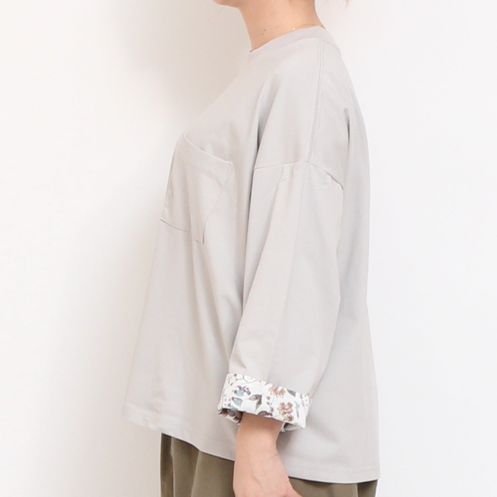 【RED・PURPLEラスト１点ずつ】sosotto袖裏LIBERTY8分袖Tシャツ