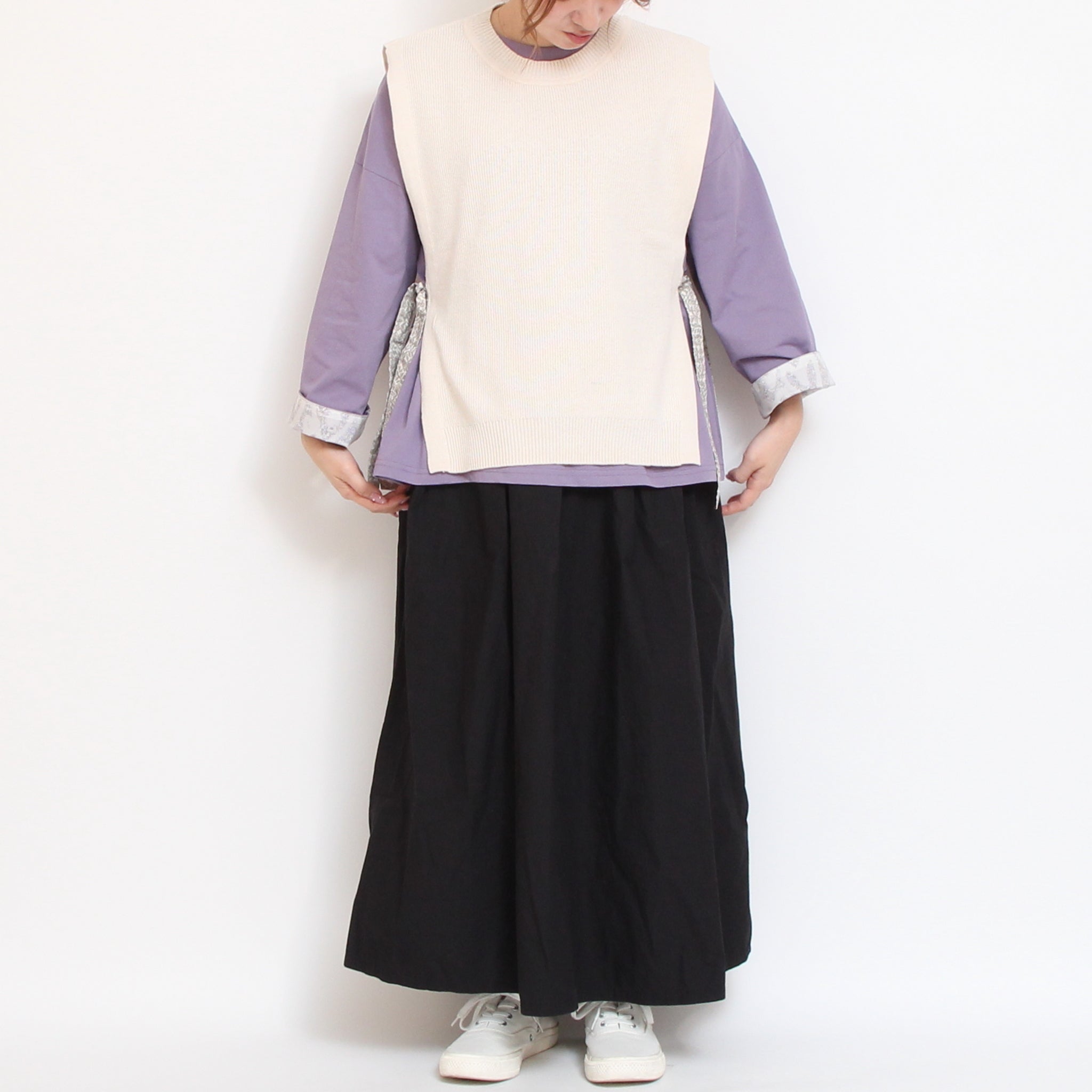 【RED・PURPLEラスト１点ずつ】sosotto袖裏LIBERTY8分袖Tシャツ