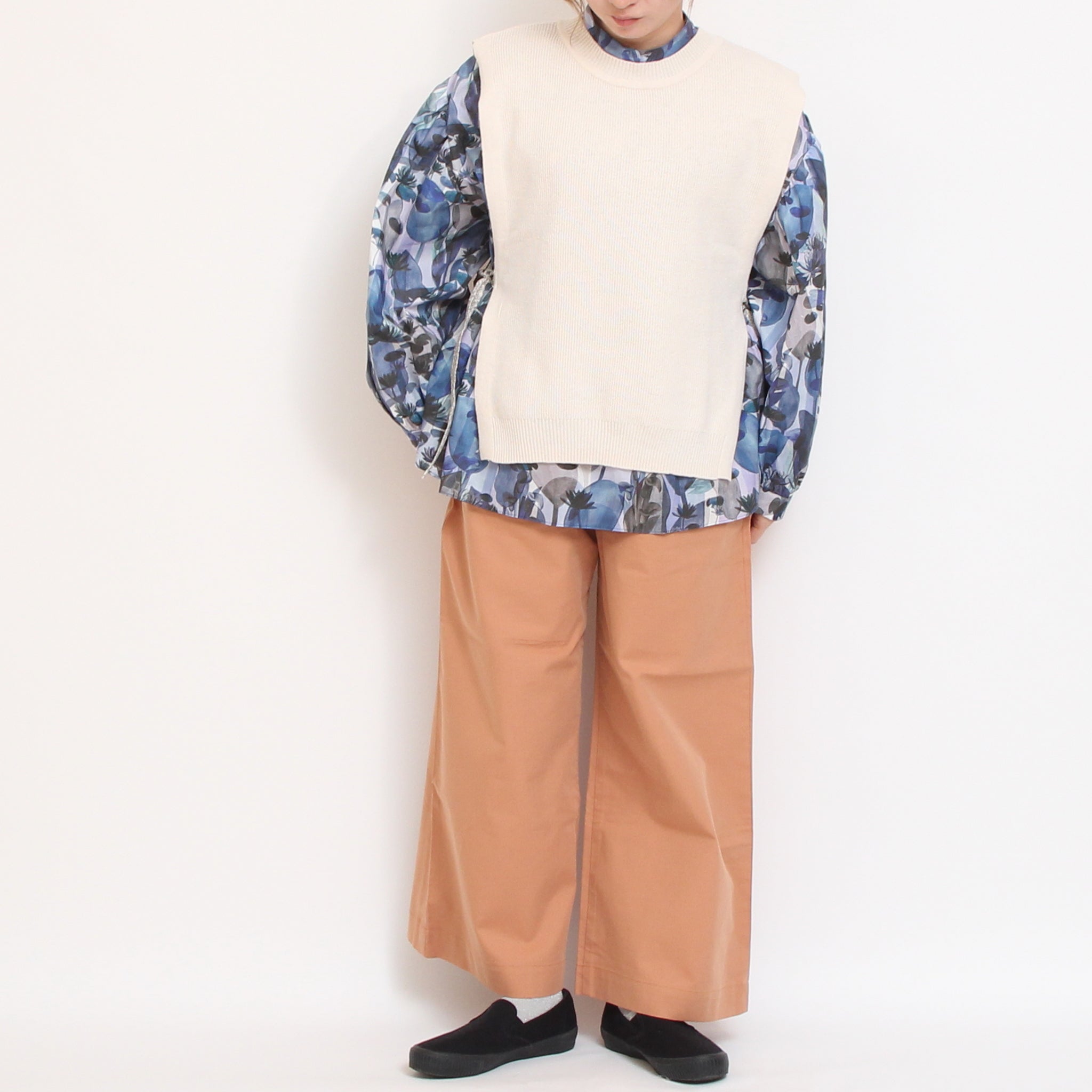 【30%OFF】【BLUEラスト１点】LIBERTY比翼ギャザープルオーバー72027