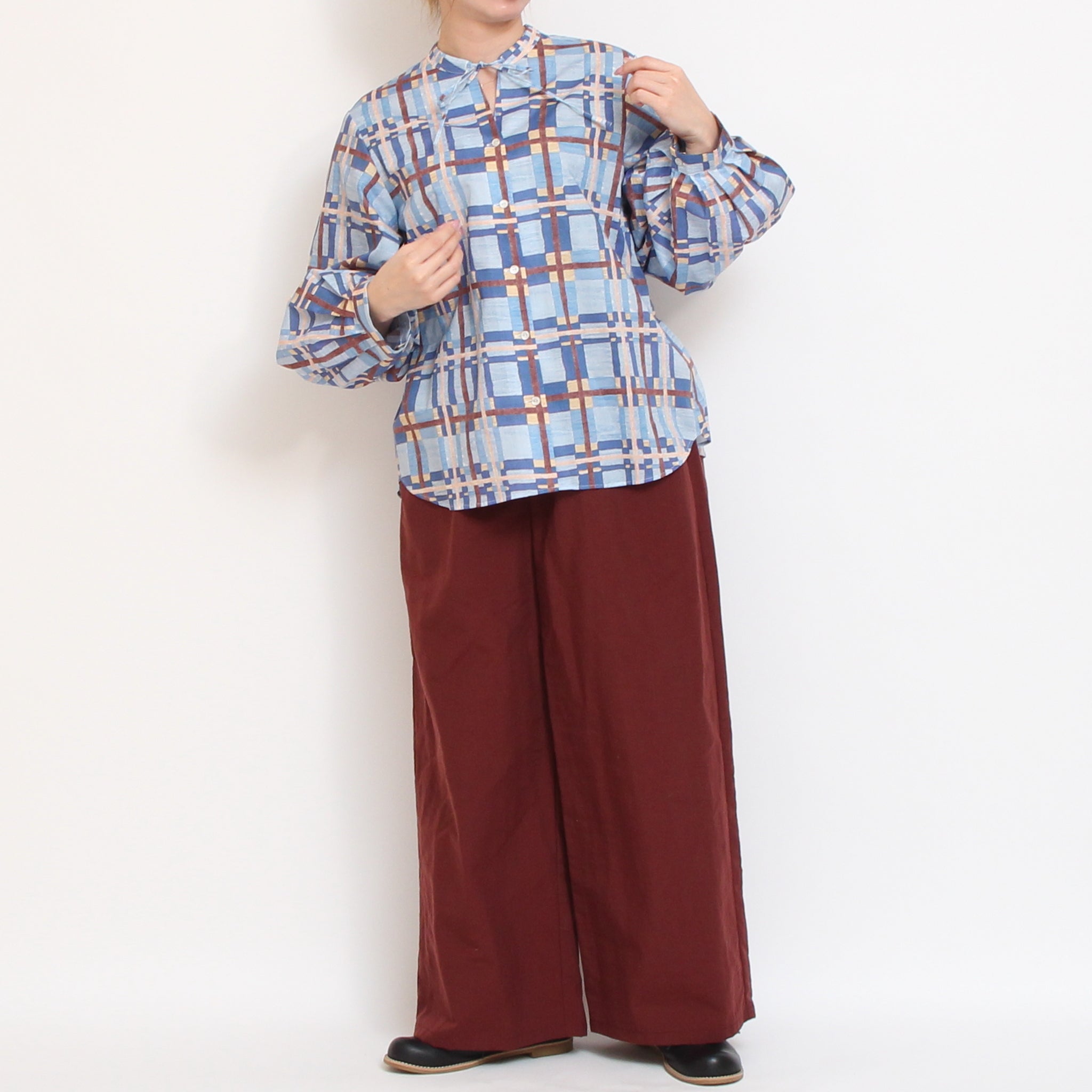 【30%OFF】【SAXラスト１点】リバティリボンボリュームスリーブシャツ2603