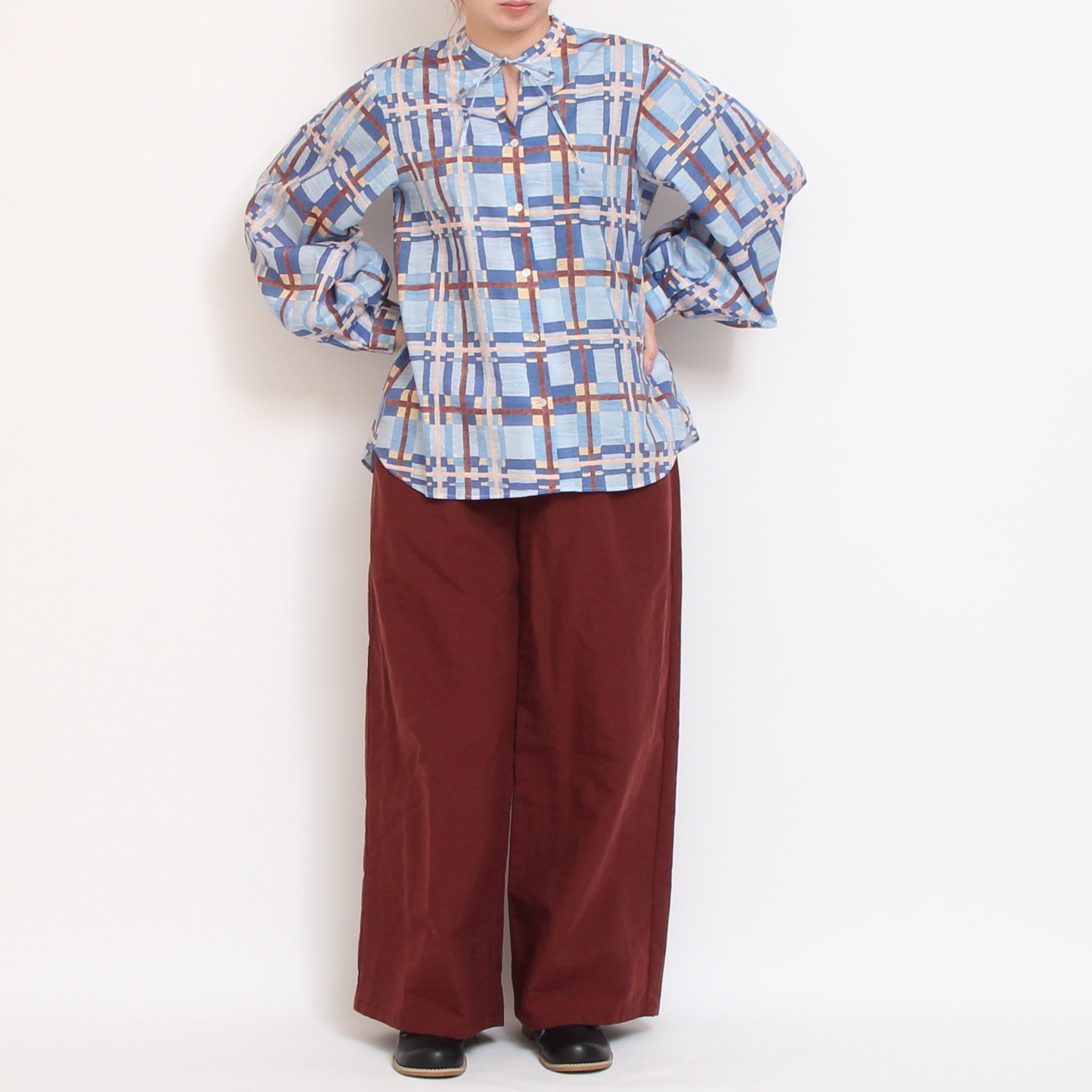 【30%OFF】【SAXラスト１点】リバティリボンボリュームスリーブシャツ2603