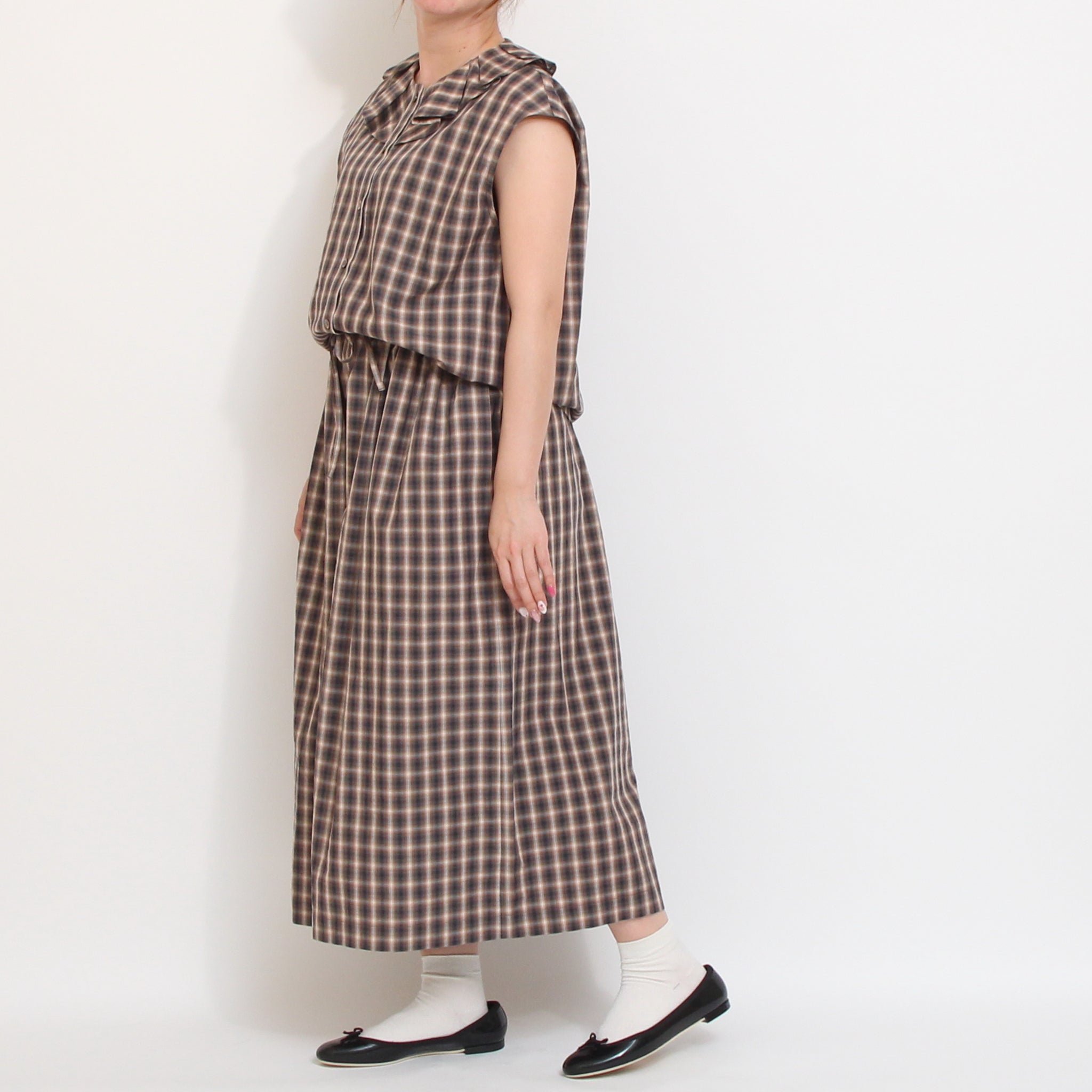 【30%OFF】【ラスト1点ずつ・本店限定商品】Vent d’ouestチェックフリルブラウス