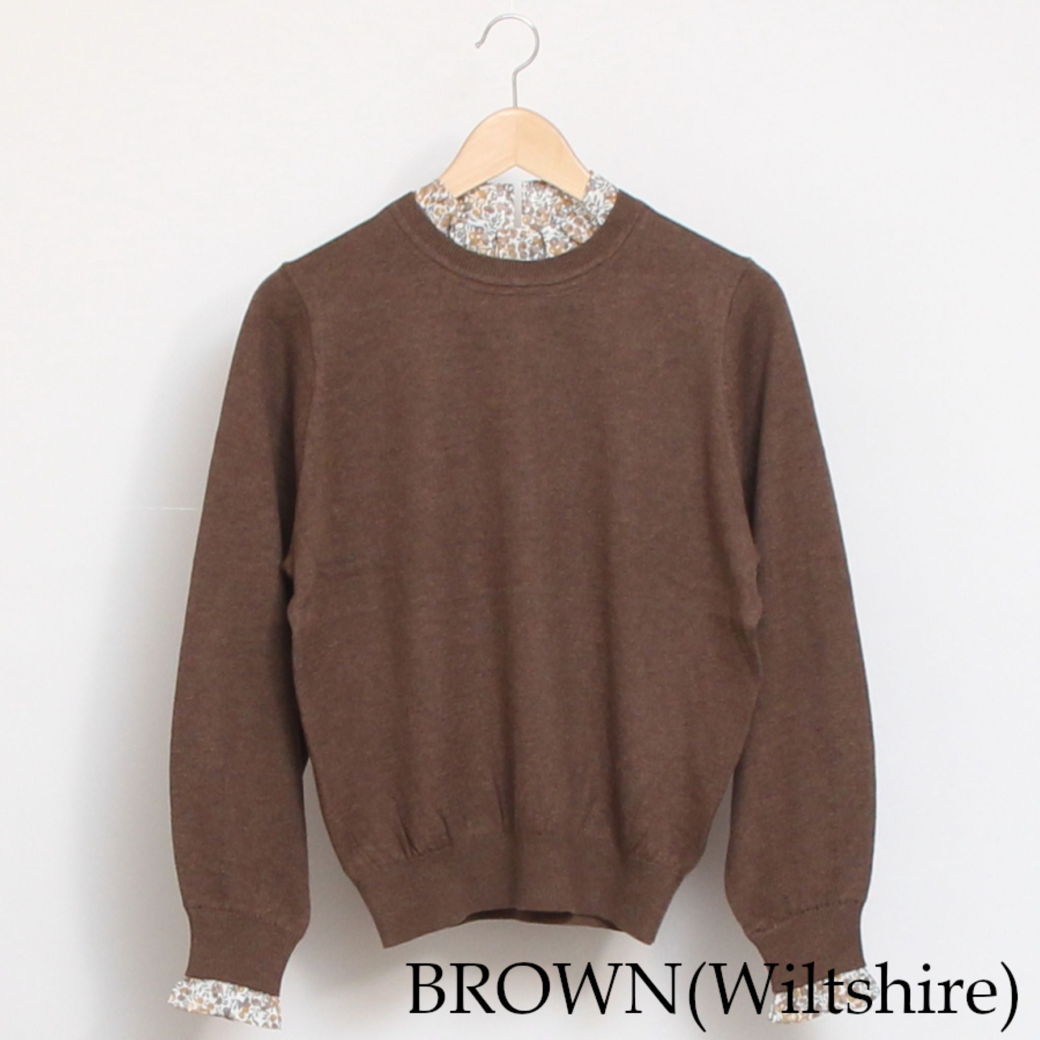 【BLACK・BROWN　ラスト1点ずつ】sosotto LIBERTYフリルニットプルオーバー